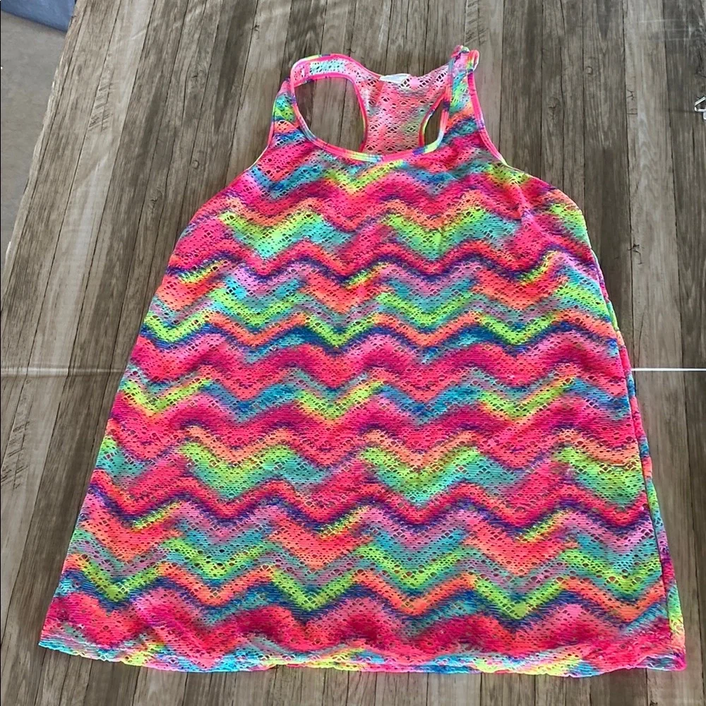 Colorful Zigzag Kids Tank Swimsuit Cover Top/xl/16